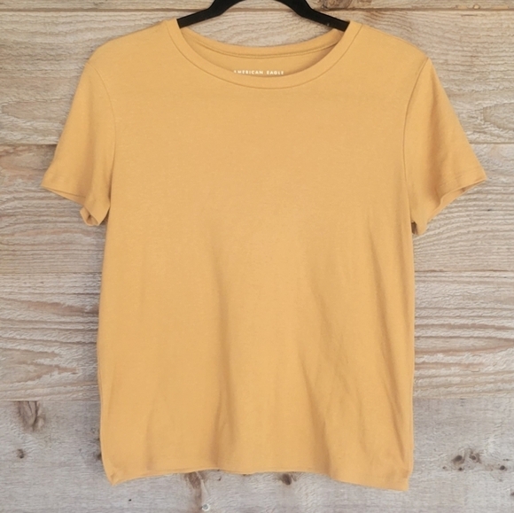 American Eagle Mustard Boxy Short Sleeve Tee Size Small - Picture 1 of 4